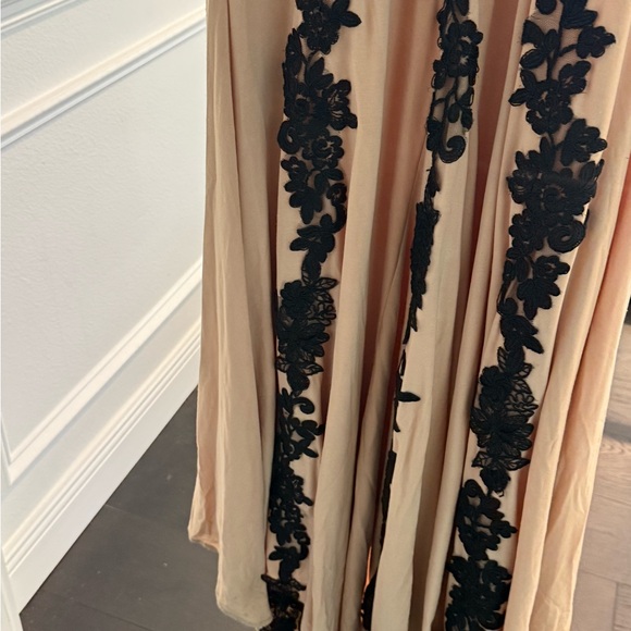 Jovani Tan and Cream Plunge Neck Prom Gown - Picture 9 of 10